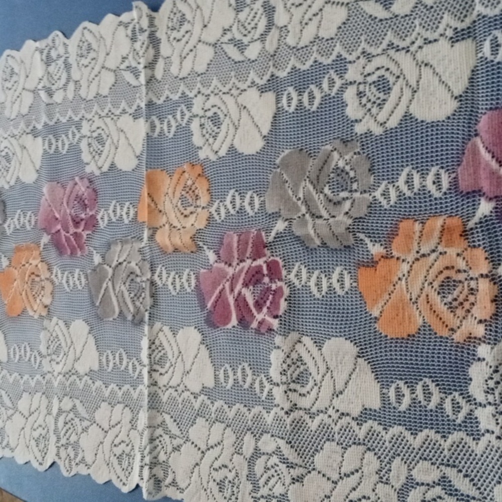 Beautiful Orange Floral Vintage Lace Scarf